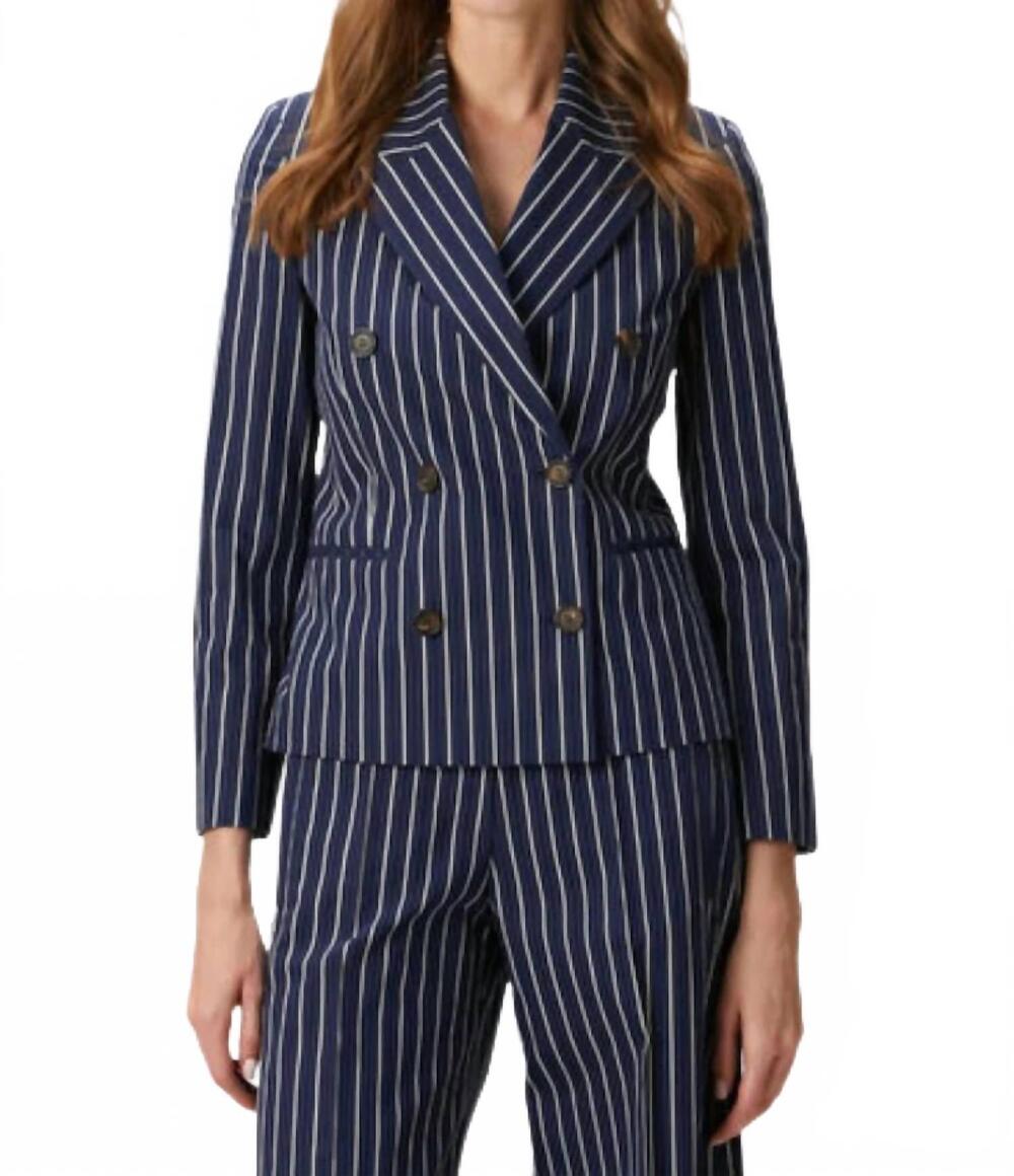 NEW BRUNELLO CUCINELLI striped double-breasted jacket in blue